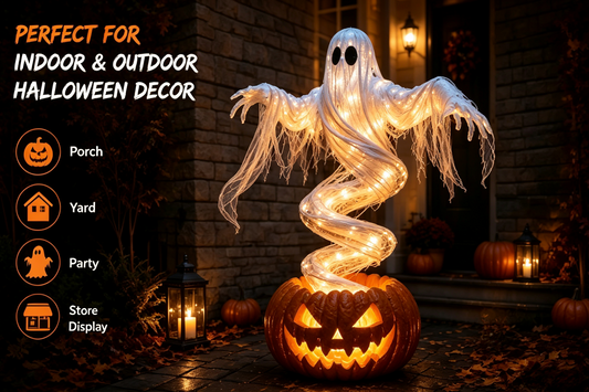 👻 A Ghost That Swirls Above a Glowing Pumpkin